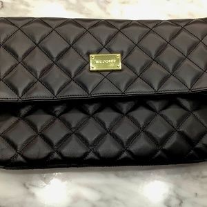 St. John Large Black Leather clutch